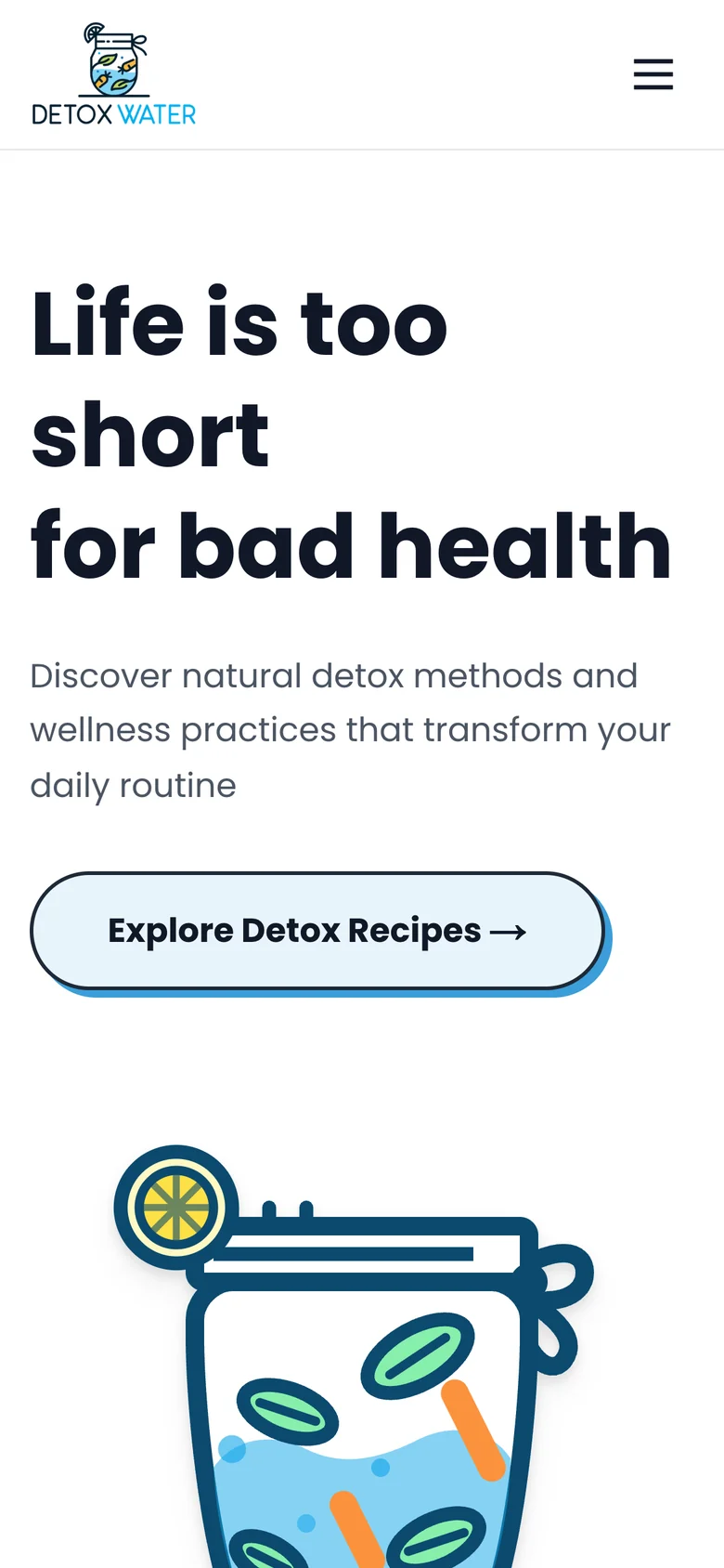 DetoxWater website on mobile